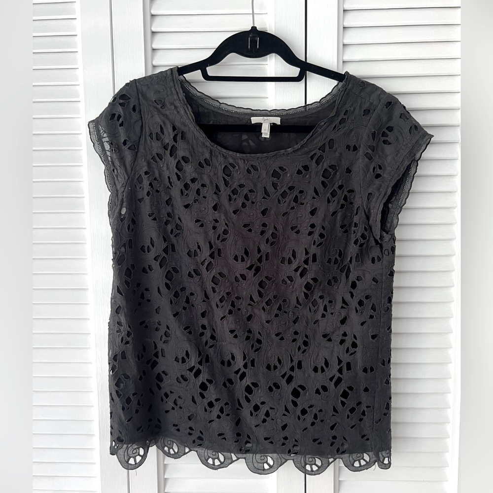 Joie black lacey top, lined, size small